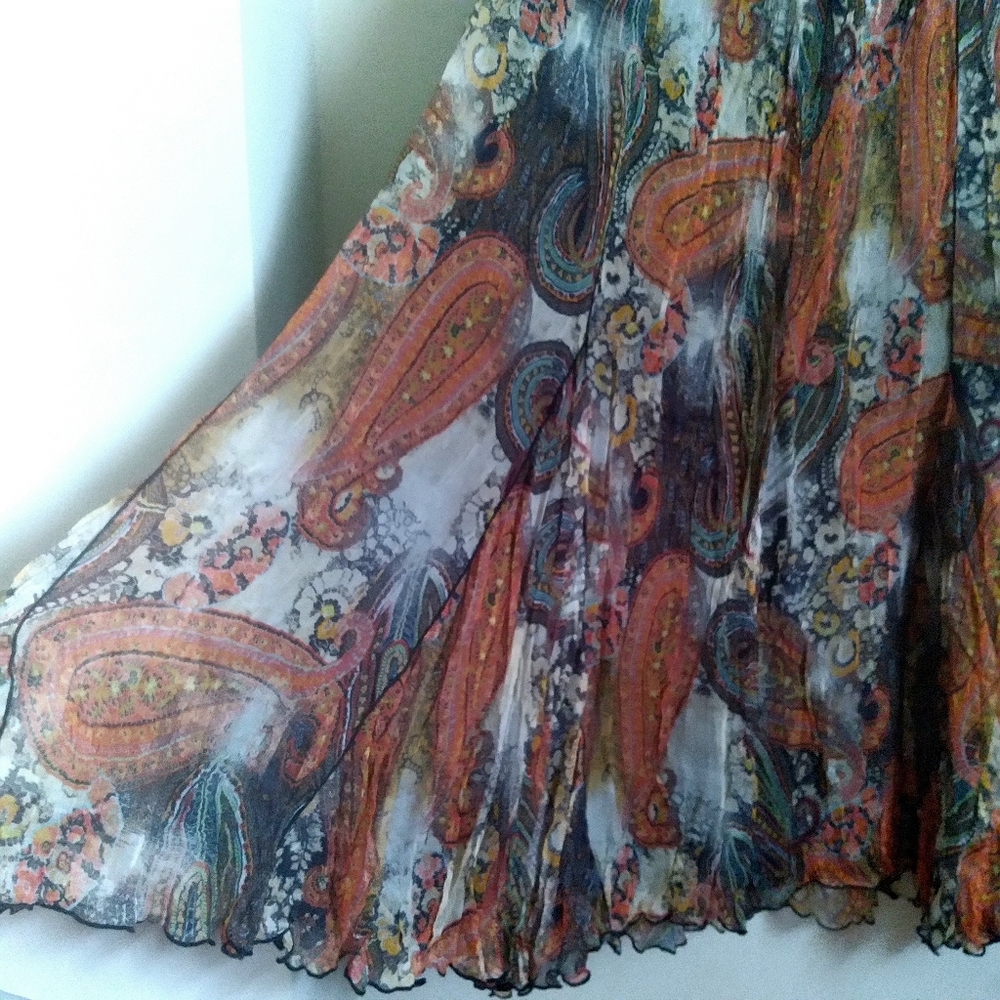 Dana Buchman Silk Skirt Womens Size 10 Multicolor‎ Paisley Print